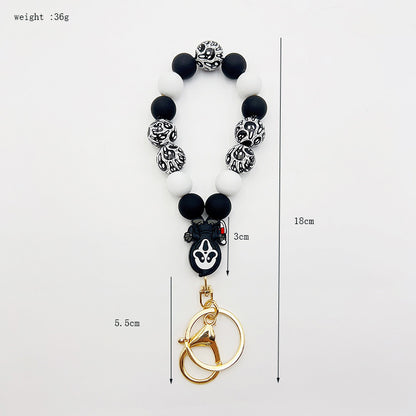 Silicone Wooden Beads Bracelet Keychain fe3118a3 a85f 4016 8e43 fd639c0354f6