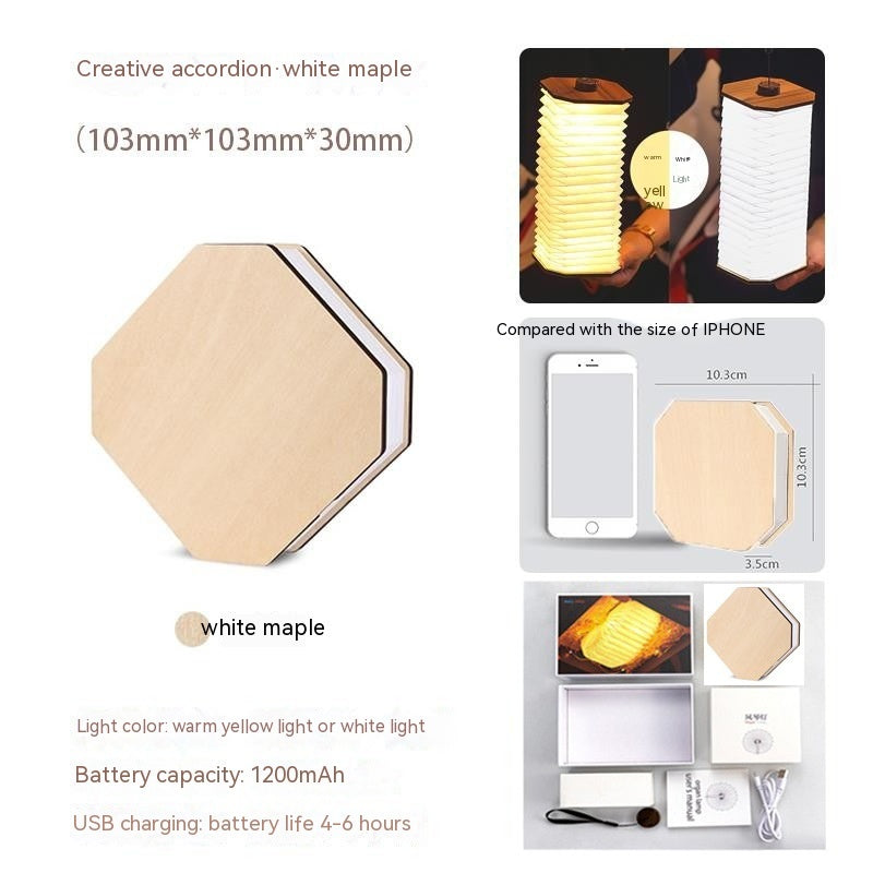 Creative Gift Led Portable Retro Lamp Usb Rechargeable Wooden Lamp 360 Degree Folding Organ Lamp fe38094e 8d0f 4d5c 8016 b712
