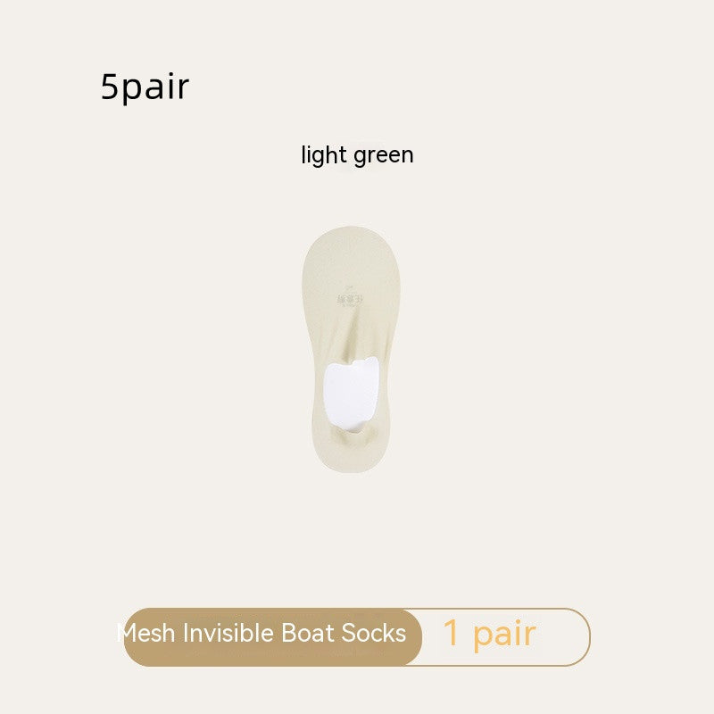 Women's Mesh Boat Socks Summer Thin Cotton Bottom Non-slip Tight Ice Silk Arbitrary Cut Women's Low Cut Invisible Socks fe467