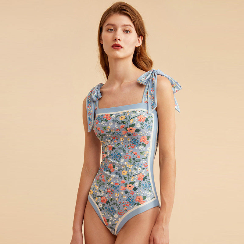 Vintage French Double Sided Print Slim One-Piece Swimsuit fe49793c c2c6 4b97 b03b 350319100ead