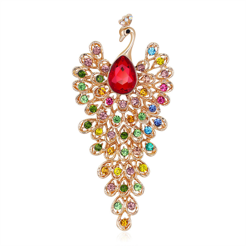 Fashion Peacock Color Rhinestone Glass Brooch fe5d7fd6 25f2 4bad b498 8a7c91c43ddc