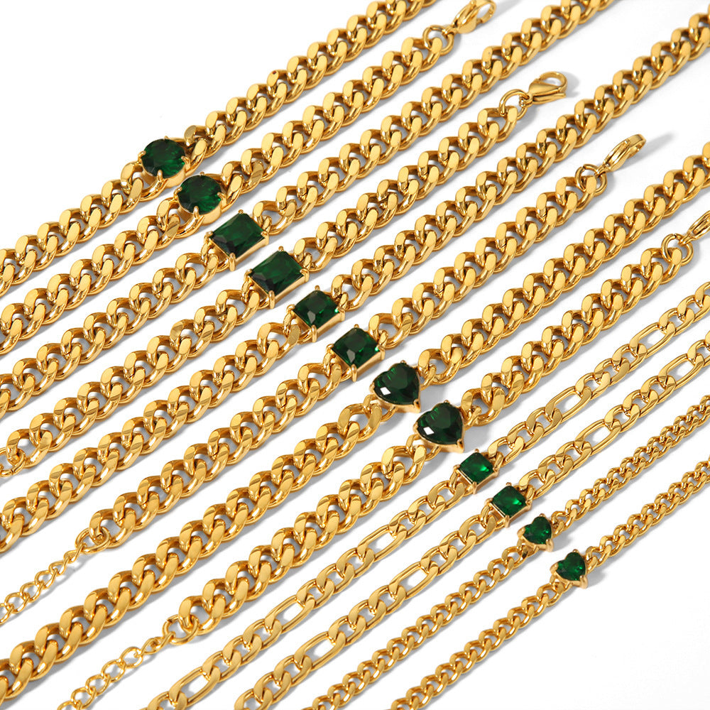 European And American 18K Gold-plated Inlaid Zircon Light Luxury Non-fading Stainless Steel Bracelet Necklace fe5e42b7 194e 4