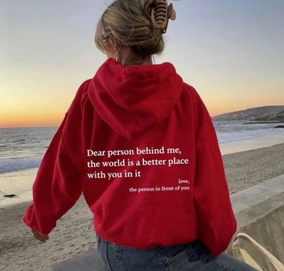 Dear Person Behind Me,the World Is A Better Place,with You In It,love,the Person In Front Of You,Women's Plush Sweater Plain 
