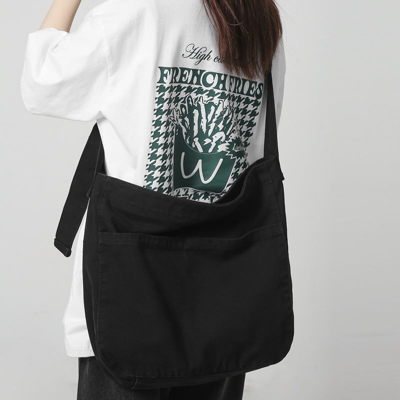 Women's Large Capacity Idle Style Artistic Simple Canvas Bag School College Students fe62eba7 2a7a 446f 9c26 7ffe1c02025a