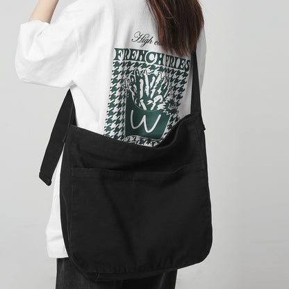 Women's Large Capacity Idle Style Artistic Simple Canvas Bag School College Students fe62eba7 2a7a 446f 9c26 7ffe1c02025a
