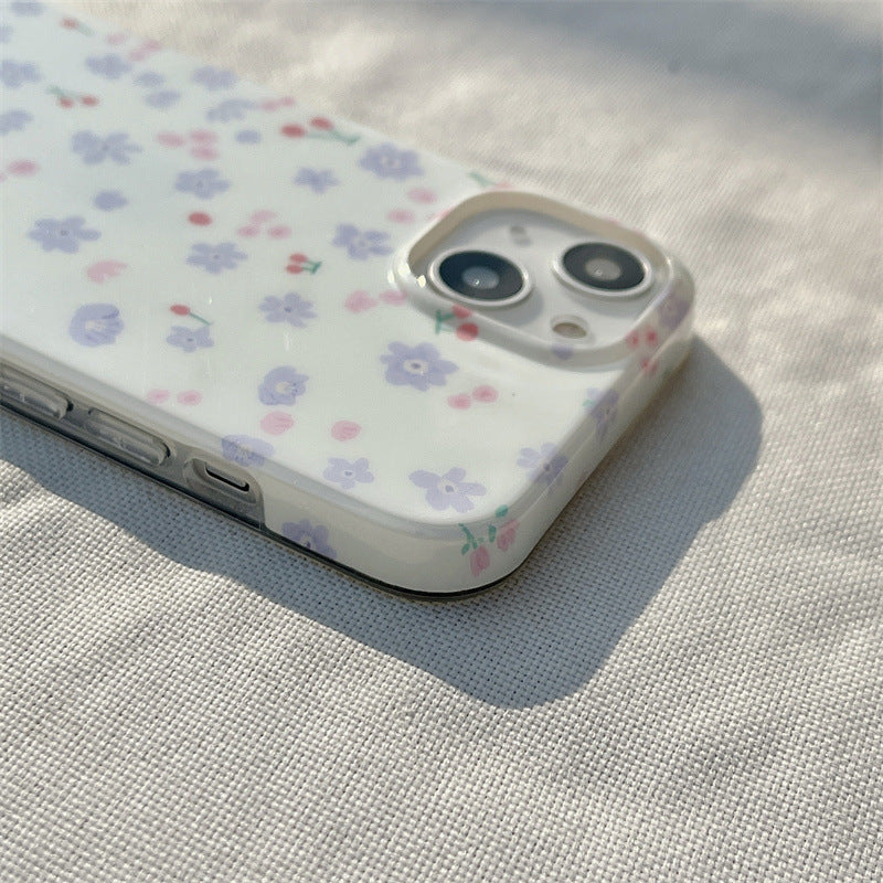 Double-layer Printing Small Purple Flower Phone Case - 图片 2