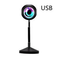 Upgrade Rainbow Sunset Projector Lamp Atmosphere Light Home Coffee Shop Background Wall Decoration Remote Control Sunset Lamp
