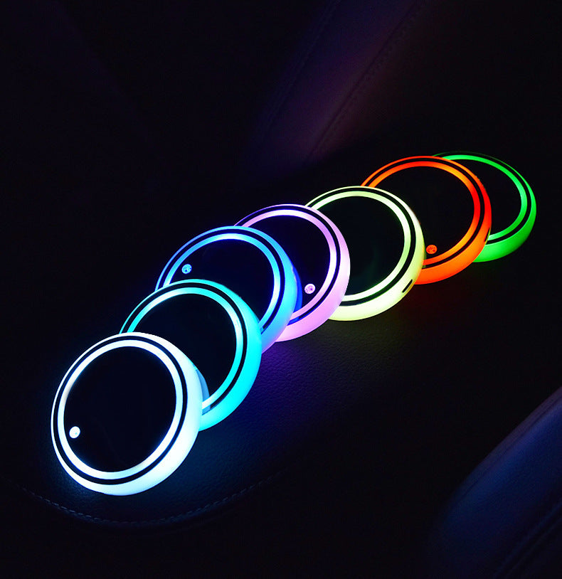 Colorful Cup Holder LED Light-up Coaster Solar & USB Charging Non-slip Coaster Ambient Light For Car Automatically fececd2c b