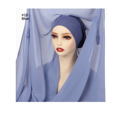 Lazy Chiffon Convenient Headscarf Magnetic Buckle Fixed Anti-drop Solid Color fedafd7c d7a5 4a23 8772 8f847ad77f83