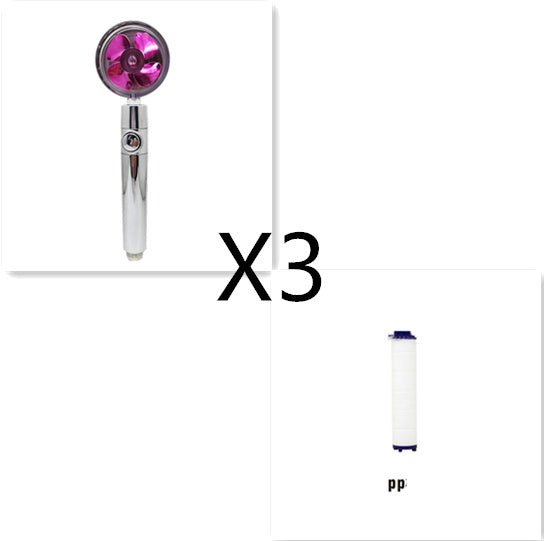 Shower Head Water Saving Flow 360 Degrees Rotating With Small Fan ABS Rain High Pressure Spray Nozzle Bathroom Accessories ff