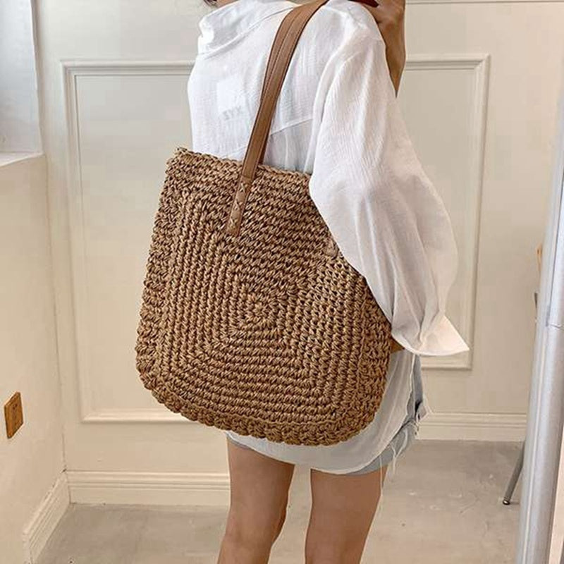 Large Capacity Straw Beach Shoulder Bag ff302fbb 3ea5 4a7e b917 19dfb2a8dad1