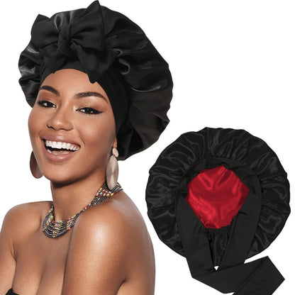Double-layer Satin Ribbon Round Cap Bow Artificial Silk Beauty Hair Care Wide-brimmed Hat ff452c77 0ba5 4030 b40b 51ae3ec4a10