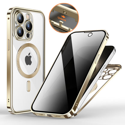 Anti-Privacy Metal Buckle Magnetic Support Wireless Charging Double-Sided Lens Full Cover Phone Case Protective Cover ff45f6a