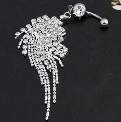 Titanium Steel Navel Stud Tassel Diamond Belly Ring Jewelry ff637a49 8780 464e 8af0 5757b9ea259e