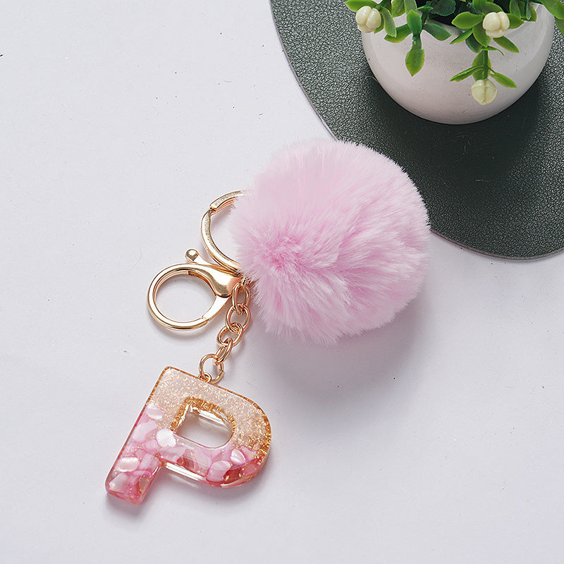 Hair Ball Pendant 26 English Letters Epoxy Keychain ff6db9df 1f33 4997 9bc6 a962d311362b