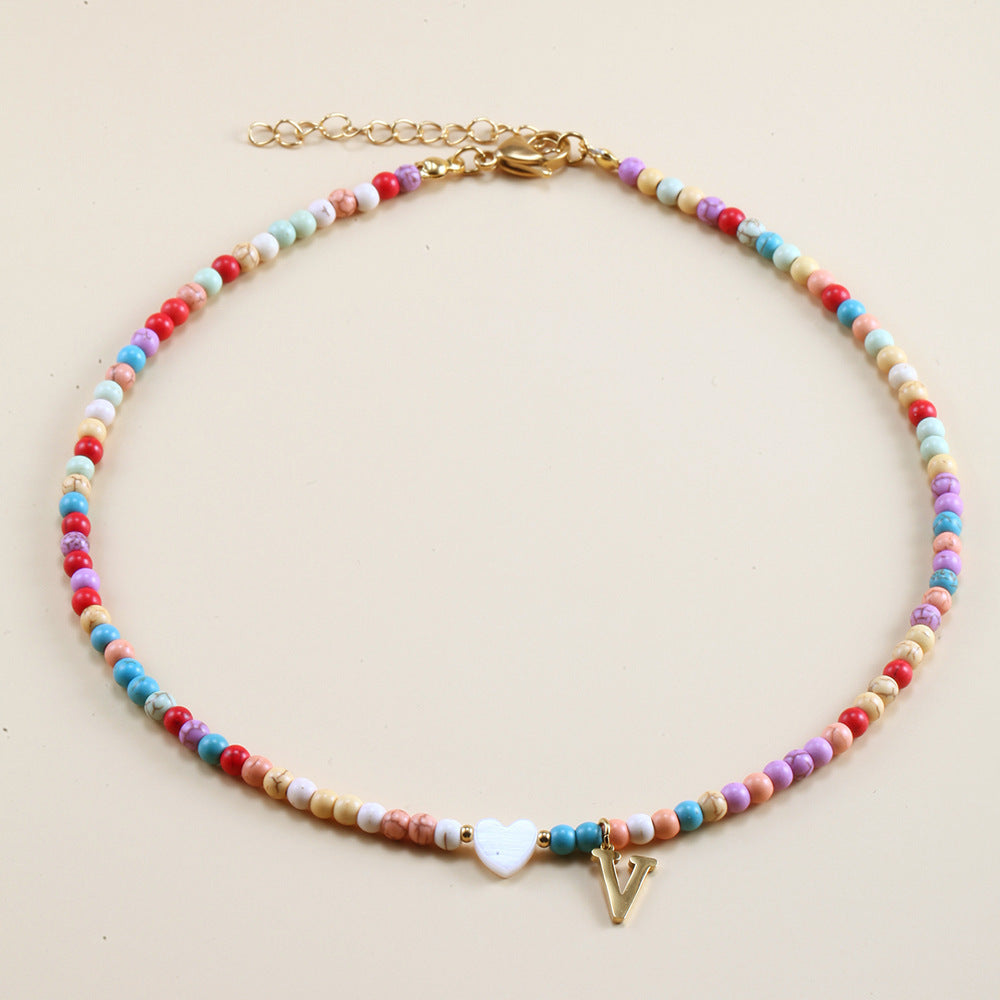Colorful Beads Initial Choker For Women Stainless Steel Lett ff89d3df a0f6 4e3d a748 31aa23b9c1e7