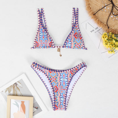 Retro 4-color Printed Women's Swimwear Bikini ffd261c9 1386 4ad3 97cd 8ca3dfc1acfc