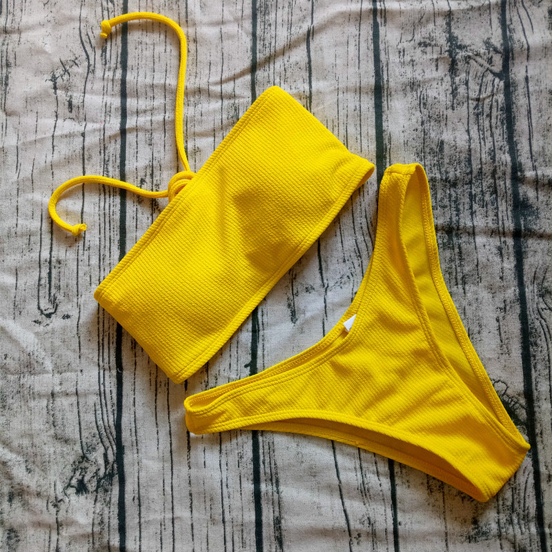 Women's Swimsuit Solid Color Split Swimsuit ffd5600c ebf6 431b b665 ce30516c39dc