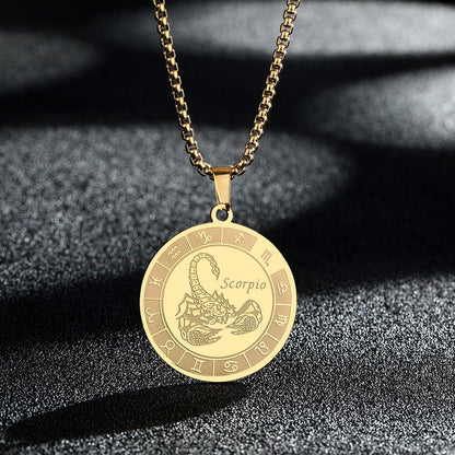 Stainless Steel Constellation Pendant Necklace Gold Medal Necklace fffbff46 3b4e 4e5d bd66 b8f8d457d60f