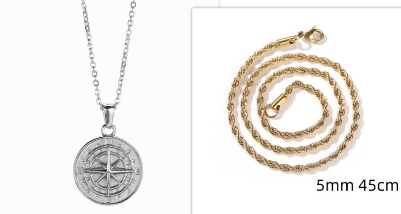 Stainless Steel Compass Circular Necklace ffff5935 c6ca 4102 810d b847a3417c6f