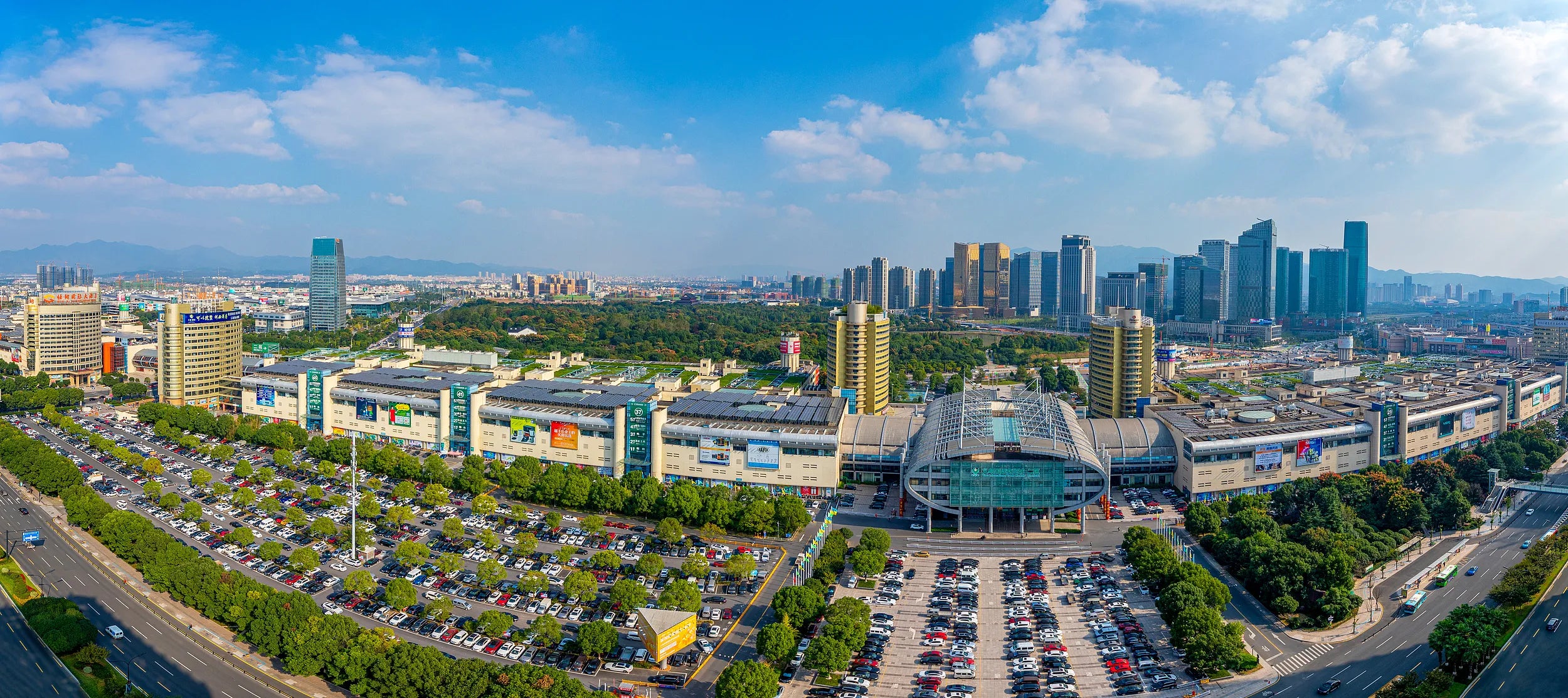 Panoramic view of Yiwu International Trade City, the world’s largest wholesale market complex located in Zhejiang, China
